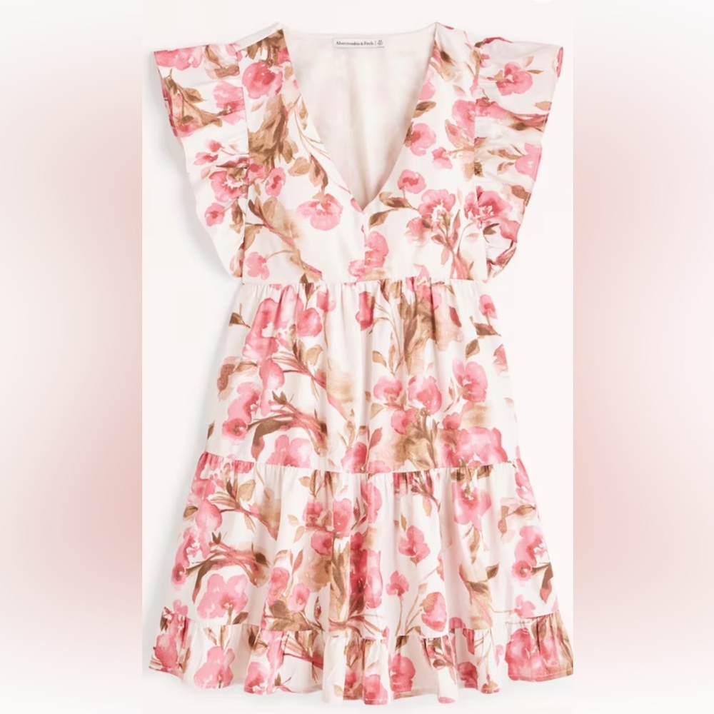 Abercrombie and Fitch-Flutter sleeve tiered mini dress